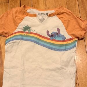 DISNEY Stitch Kauai Hawaii Rainbow Raglan T-Shirt V-Notch Neck - Size M (8)